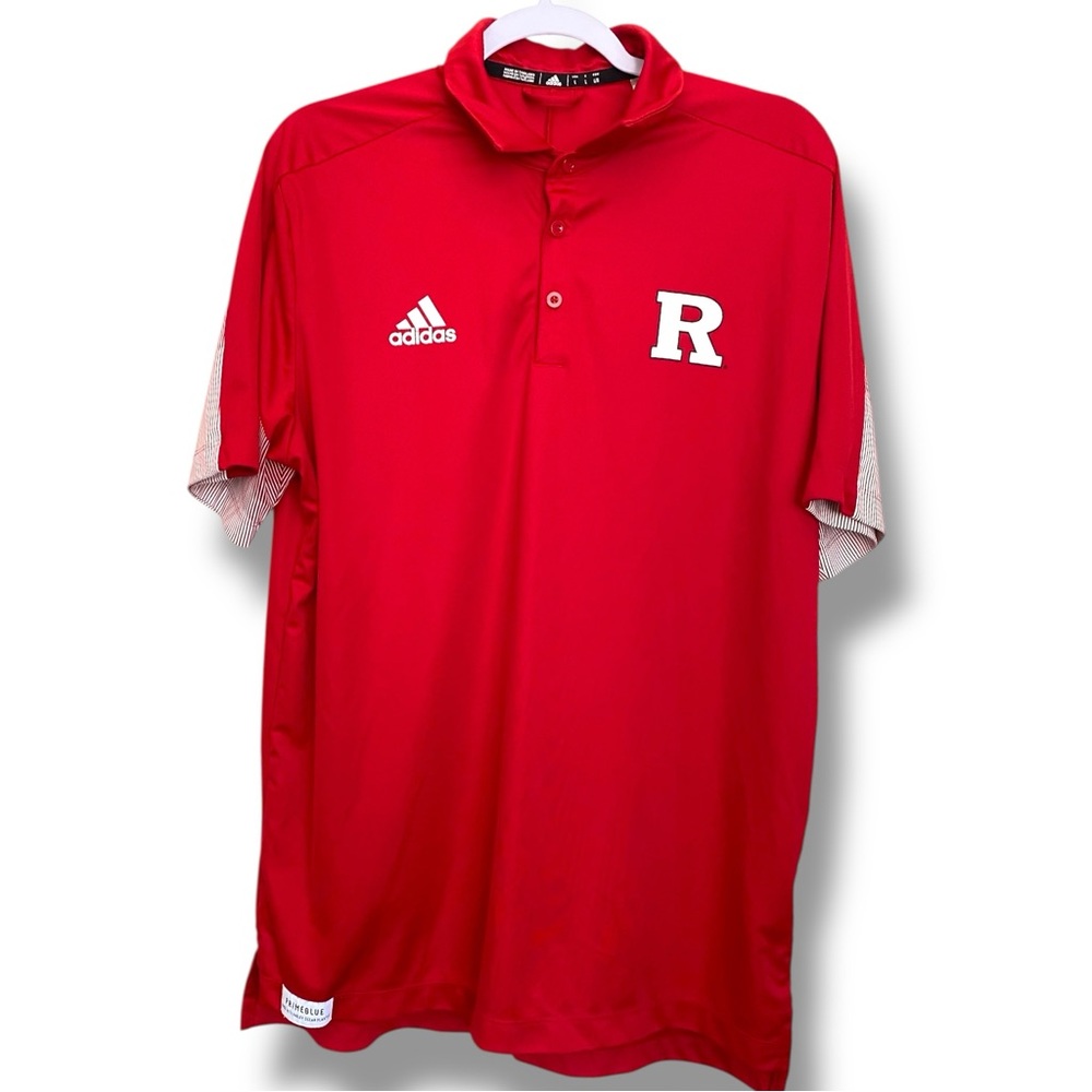 Adidas Rutgers Scarlet Knights Performance Classic 3 Button Polo Primeblue Mens